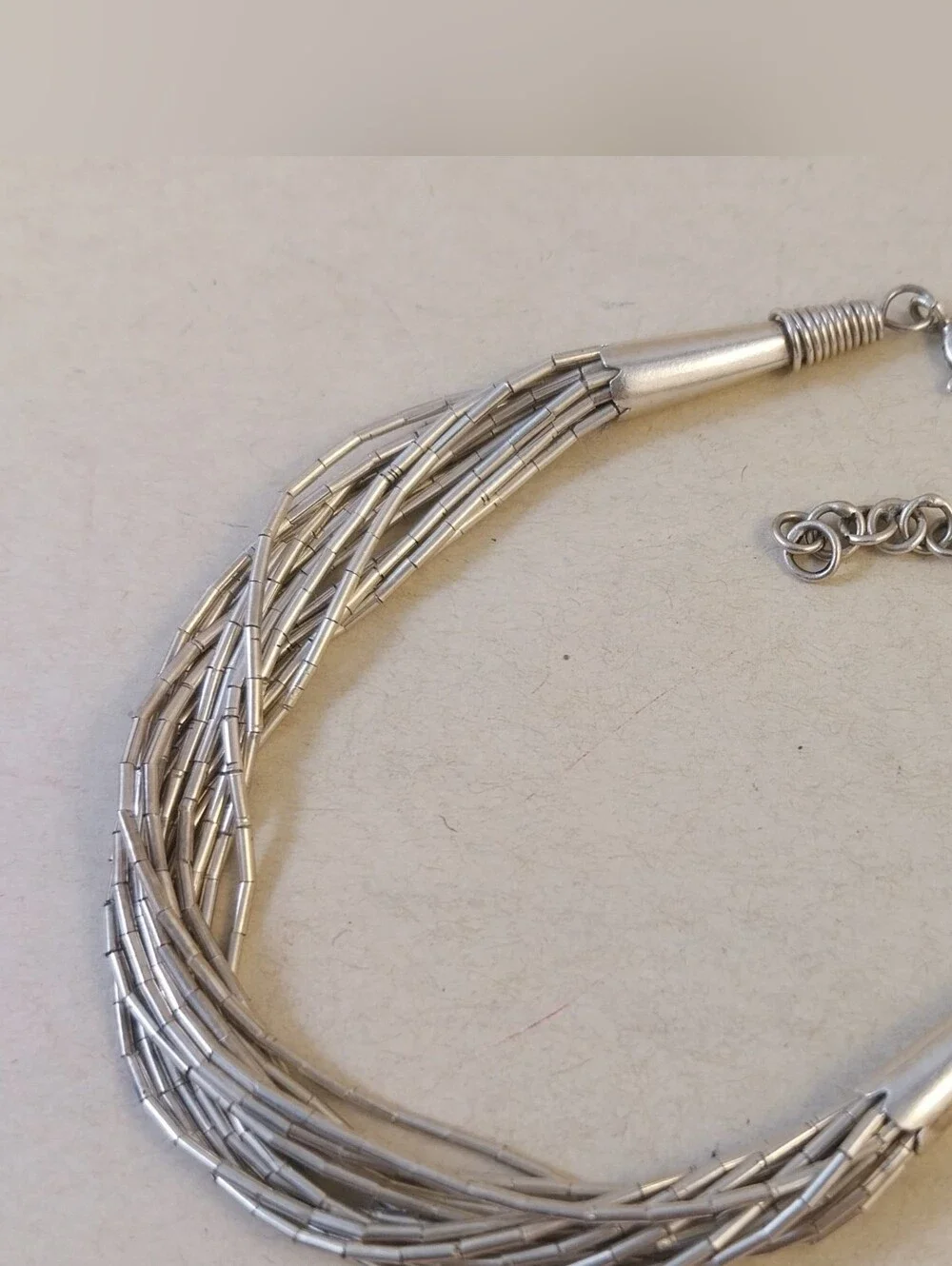 Vintage Sterling Silver Multi-Strand Tube Bead Bracelet - Women's Jewelry - Picture 8 of 12